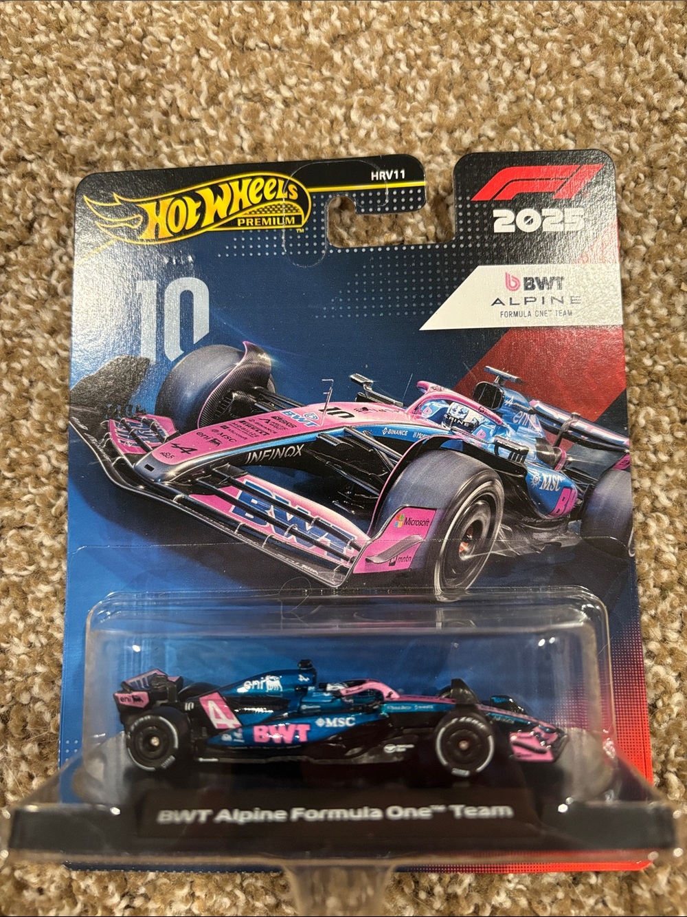 2025  F1 Hot Wheels Premium Formula 1 BWT Alpine Racing car.  #10 Pierre Gasly